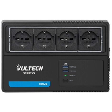Vultech Vultech UPS700VA-XS - Gruppo di continuità 700VA 4x Bipasso/Schuko + 2x USB