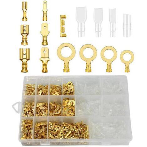 VURAHOME - 1 000 PCS Ensemble de cosses à sertir à épissure rapide 2,8 4,8 6,3 mm Kit de cosses à sertir à gaine isolée en laiton pour l'industrie 1 000 PCS,DUBUNS