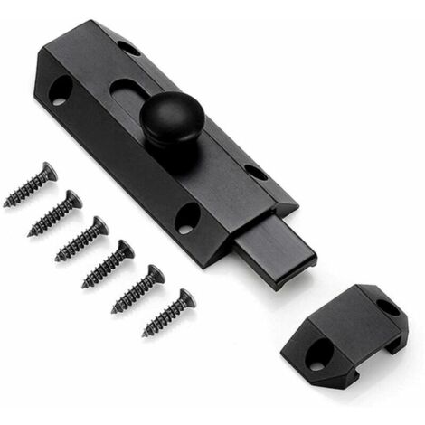 VURAHOME - 1 Loquet de verrouillage de sécurité avec targette en laiton épais pur, loquet de portail ultra résistant, noir