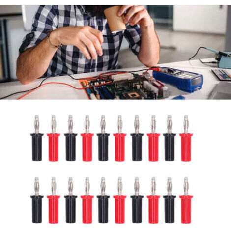 VURAHOME - 10 ensembles de fiches bananes de 4 mm Connecteur mâle à souder en laiton Type de lanterne Rouge et noir J.10013,DUBUNS