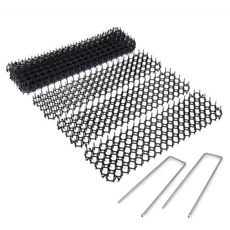 VURAHOME - 10 pièces tapis répulsifs + 10 pièces U forme ongles jardin bande de piquant creuser arrêt chat chien répulsif tapis dissuasif pic fournitures de jardin