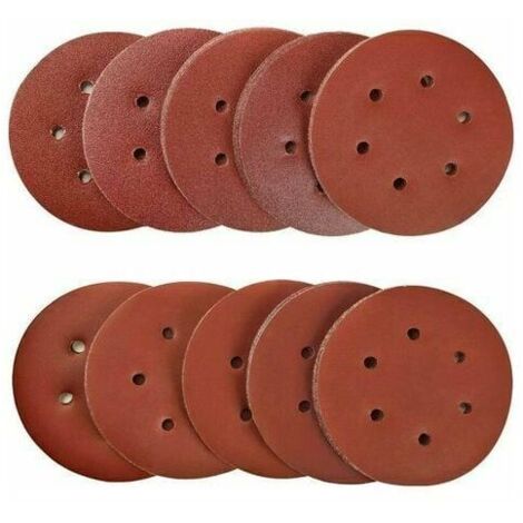 VURAHOME - 100 Pièces 150mm disques abrasifs Disque de Ponçage Disques Abrasifs 40/80/120/180/320/600/800/1000/1500/2000 Grain Idéal pour Poncer/ Polir/ Dérouiller pour ponceuse excentrique de 6 trous