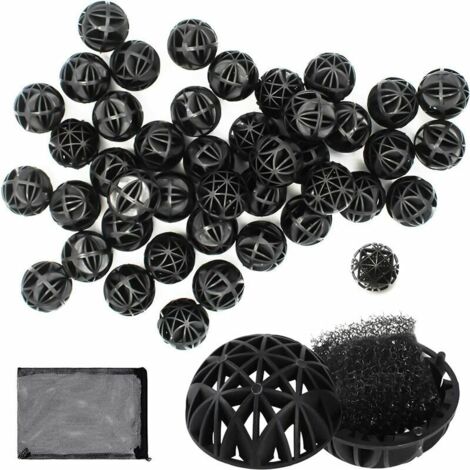 VURAHOME - 100pcs Bio Boules pour Fish Tank Pond Aquarium 30mm Filtration d'Aquarium Bio Ball pour Filtre Externe, Aquarium, ¨tang, Aquarium