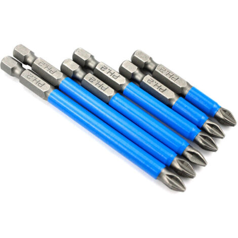 VURAHOME - 10PCS Embout de tournevis magnétique, acier allié industriel S2/PH2 tournevis électrique antidérapant tête cruciforme (anti-dérapant PH265mm)