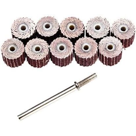 VURAHOME - 10Pcs Roue à Lamelles Disque de Rabat de Ponçage Abrasif Roue de Ponçage pour Dremel Rotary Set Roue avec la Poignée Roue de Papier Abrasif 240 Grit Dia 3\\/8&3410mm