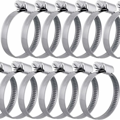 VURAHOME - 12 pièces colliers de serrage en acier inoxydable 32-50 mm largeur de bande 9 mm - qualité supérieure selon DIN 3017 (W4), fixation de tuyau