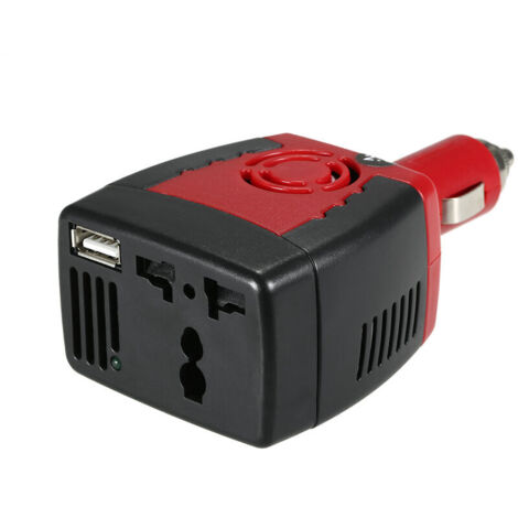 VURAHOME - 150W Dc 12V A Ac 220V Onduleur Convertisseur De Tension Automatique Adaptateur Onduleur De Voiture Avec Allume-Cigare, Noir Et Rouge
