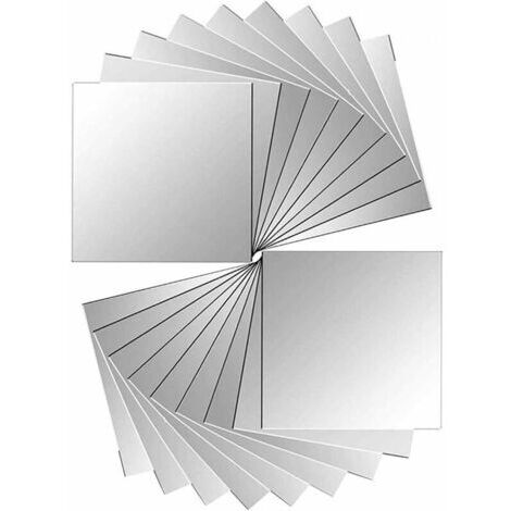 VURAHOME - 18 pièces miroir carreaux autocollant miroir autocollant miroir mural pour décoration murale argent 15 x 15 cm