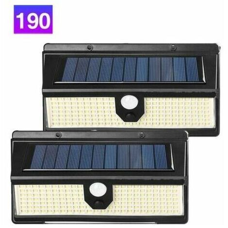 VURAHOME - 190 LED Solaire Extérieur Lumière, Détecteur de Mouvement Solaire Lumière Étanche Sans Fil Solaire Projecteur Extérieur Jardin Projecteur (2 Pack)