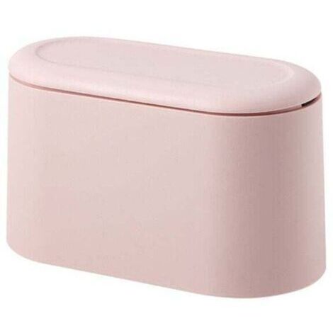 VURAHOME - 1pc (rose) Petite Poub de Table, XU, Mini Poub de Bureau Cuisine en Design Plastique avec Couvercle à Bouton-Poussoir,Push Top Trash Can Rubbish Waste Dust Bin -
