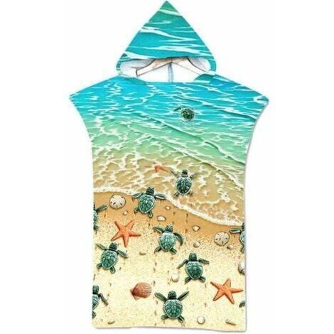 VURAHOME - 1pc Serviettes de Plage Poncho de Bain Bleu Tortue pour Adultes, XU, Grande Taille Anti-Sable Séchage Rapide Serviette Sport, 75 cm x 110 cm -