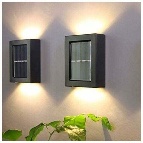 VURAHOME - 2 lampade solari da parete per esterni, impermeabili, a LED, luminose, con movimento verso l'alto e verso il basso, decorative per giardino, con sensore di sicurezza.