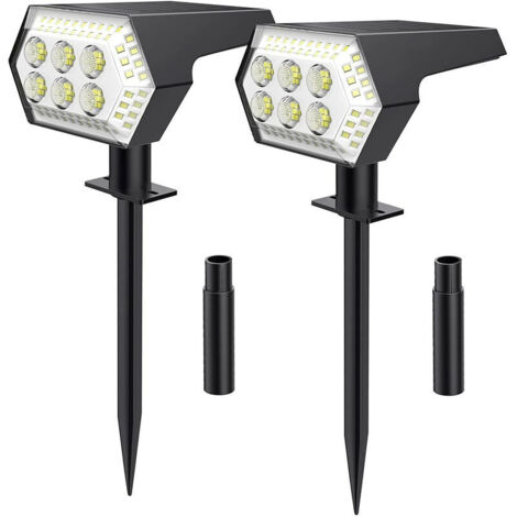 VURAHOME - 2 Pack 108 LED Spot Solaire Exterieur, Lampes Solaires Etanche IP65 Projecteur Solaire Exterieur 4 Modes Dtecteur de Eclairage Extérieur Solaire pour Jardin, Extérieur, Chemin, Allée,