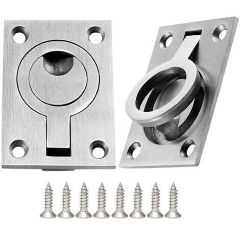 VURAHOME - 2 Pack Poignée de Trappe Caché Poignées Bateau en Acier Inoxydable Anneau de Levage Meubles avec Vis,