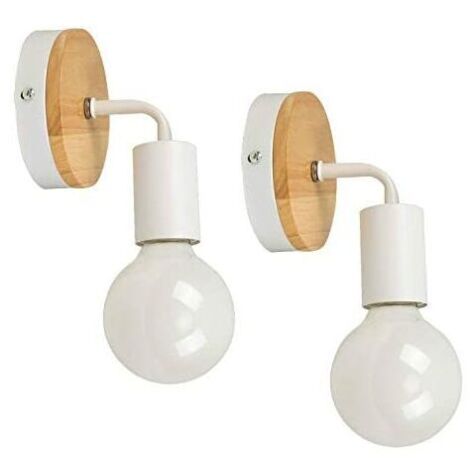 VURAHOME - 2 paquets Lampe murale en fer forgé moderne en bois moderne E27 (sans ampoule)