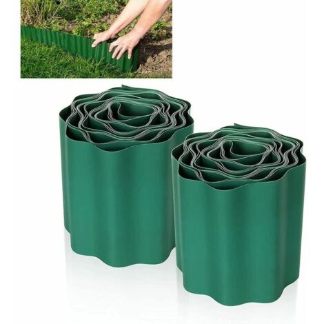 VURAHOME - 2 PCS Bordure de Pelouse Flexible 9M × 15CM, Clôture Gazon Bordure Jardin Plastique Bordurette de Jardin Bords Bordures Jardin Exterieur PVC - Bordure de Jardin Flexible Vert