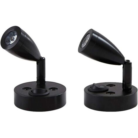 VURAHOME - 2 pièces 12V LED Spot Lampe de Lecture Murale de Chevet Interrupteur réglable Camping-Car Caravane Van Caravane lumière intérieure pour Bateau Camping-Car (Noir,Court)