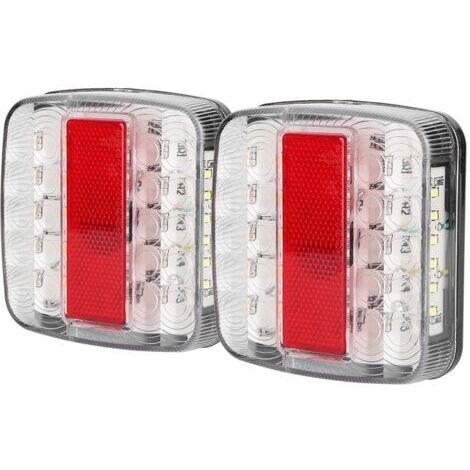 VURAHOME - 2 pièces de feux arrière LED 12V/24V à double couleur pour remorque, camion, (avec couverture de lampe blanche),de