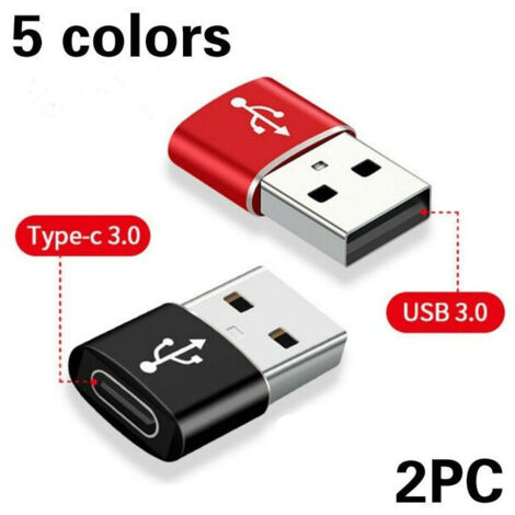 VURAHOME - 2 pièces USB 3.1 Type C femelle vers USB A mâle adaptateur convertisseur connecteur Type C vers USB adaptateur convertisseur (rouge + noir)