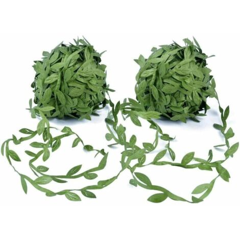 VURAHOME -2 Rouleaux Vignes Artificielles Ruban Feuille, Feuilles Vertes Ruban Faux Guirlande de Feuilles de Lierre pour la décoration de Mur de Mariage de Bricolage(40m)