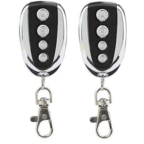 VURAHOME - 2 Télécommande de copie sans fil 433 MHz, 4 boutons, en métal, pour porte de garage, volet roulant - [Bouton ABCD]