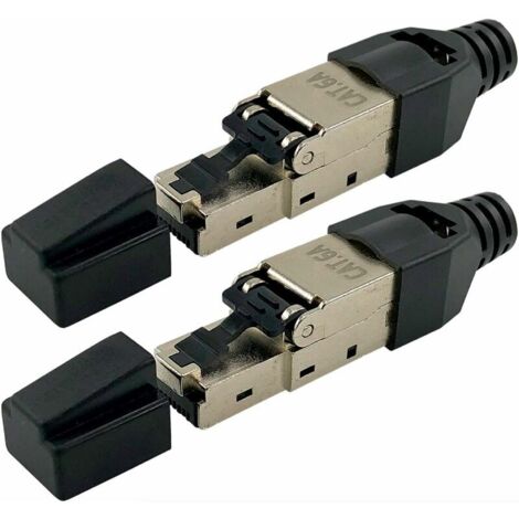 VURAHOME - 2 x Cat. 6 A connecteur RJ45 pour Cat 6 A, câble réseau Cat 7 à 10 Gigabit Câble de Pose à 6–9 mm AWG 23–26, blindé avec Alliage Zinc, Contacts Or, Montage sans Outils