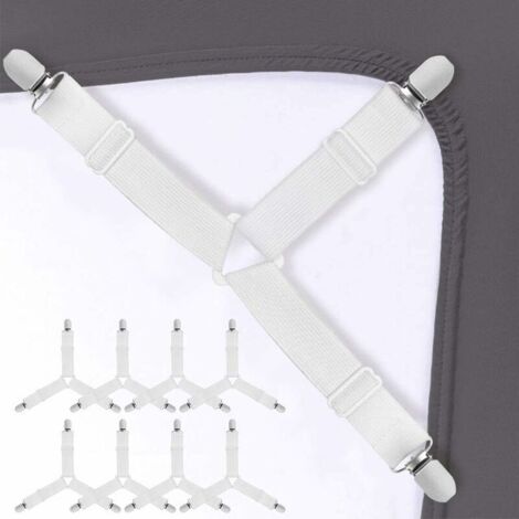 VURAHOME - 2021 8PCS Attache Drap Housse Tendeur Drap Housse Lit Drap de lit Attaches Triangle Sangles de Soutient pour Drap-Housse et Drap (2C8)