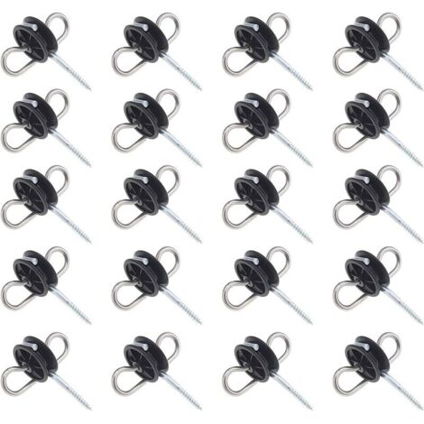 VURAHOME - 20pcs isolateurs de prise d'ancrage à double œillet pour clôture électrique à faible impédance