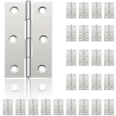 VURAHOME - 24Pcs Petit Charnières pour Portes, Charnière Inox, DIY Charnières de Portes pour Porte Placard  Charnière Piano  Boîtes à bijoux  La Maison Meubles Matériel Armoire(44mm32mm),de