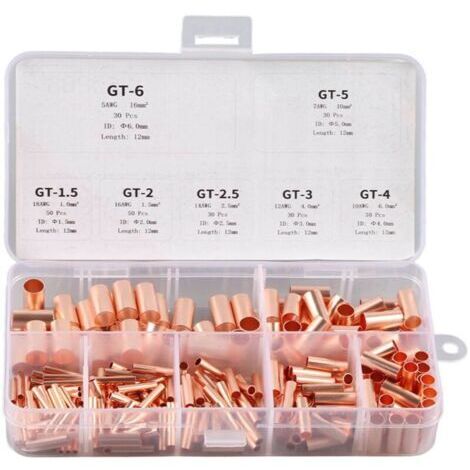 VURAHOME - 250 Pcs Kits de connecteurs de tubes en cuivre Ensemble de connexion de bornes Fournitures de matériel de fil,DUBUNS