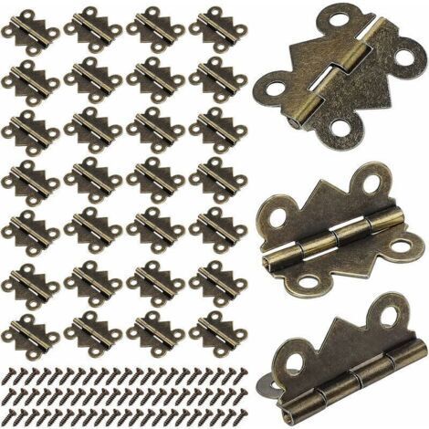 VURAHOME - 25X20mm Petites Mini Charnières Papillon Pliantes Charnières, Bronze Antique Mini Charnières pour Meubles de Maison Quincaillerie d'Armoire Porte Tiroir Placard avec 200 PCS Vis + 50 PCS Ch