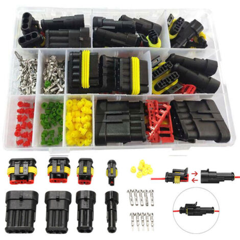 VURAHOME - 296pcs Kit Connecteur Prise Imperméable Etanche, Connecteur étanche électrique IP67 AMP PA66 Mâle et Femelle 1,5 mm Terminaux, Pour Voiture Bateau Camion