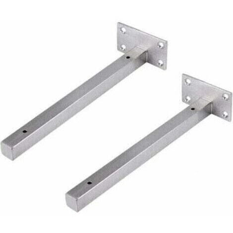 VURAHOME - 2PCS 25cm Supports Étagère Flottants, XU, Equerre Industrielle Etagere Murale Fixation Invisible Vintage Metallique Bricolage Argent avec Vis,Charge Maximale 30KG -