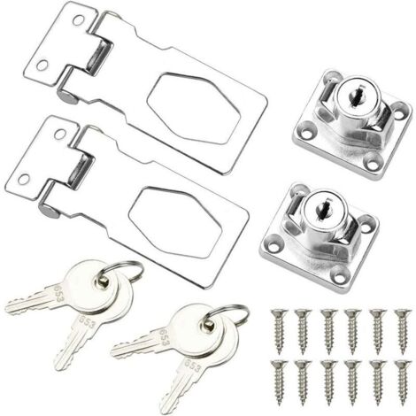 VURAHOME - 2Pcs Cadenas Moraillon Inox Verrou a Clé Serrure Cadenas Utilitaire 2,5 Pouces Pour Casier Tiroir Armoire Penderie Boîte Conteneurs de Stockage Portes Remise Portes de Garage