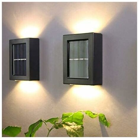 VURAHOME -2pcs mur solaire lumière de mur extérieur étanche LED lampe murale lumineuse solaire lampe de mur de lumière haut et bas de jardin décoratif, lumières de sécurité de capteur solaire, lumière
