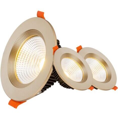 VURAHOME - 3 PC Spot LED encastré 4 pouces, déflecteur, panneau lumineux rond en aluminium, spots COB antireflets profonds, installation simple et moderne - 6000 K (Lumière blanche)