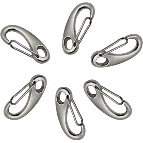 VURAHOME - 304 Mousqueton En Inox, Mousqueton Inox 50Mm, Mousqueton Acier Inoxydable 304 Forme D'Oeuf, Pour L'Alpinisme Camping Randonnée En Plein Air -6 Pièces