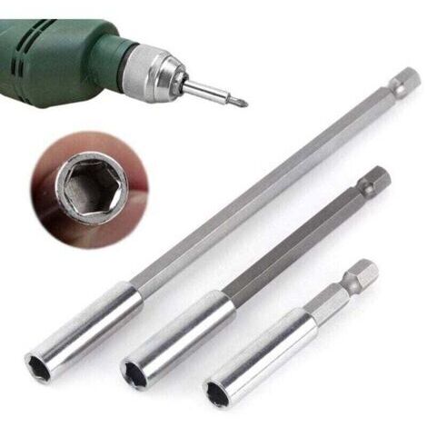 VURAHOME - 3Pcs 1/4 60/100/150mm Perceuse Porte Embouts Magnétique Extension de Vissage Tournevis Tige Hexagonal 60mm 100mm 150mm Rallonge Embout Visseuse， écrous et tout foret et tournevis à main..
