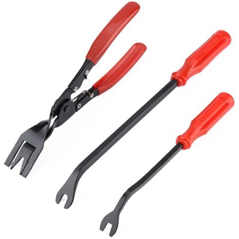VURAHOME - 3pcs clips de panneau de porte de voiture pinces enlèvement de garniture attache extracteur outil de réparation-rouge