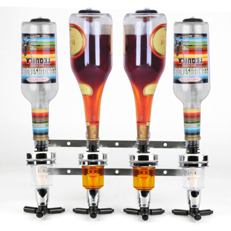 VURAHOME - 4-Bouteille d'alcool Distributeur, Murale d'alcool Distributeur de Boissons Vin Porte Cocktail Distributeur Porte-vin