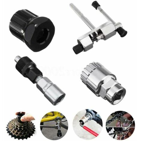 VURAHOME - 4 Pcs Kit Outils de Réparation de Vélo, Extracteur Manivelle de Vélo, Outils de Réparation Chaîne et Démonte Pédalier, Support Inférieur Supprimer
