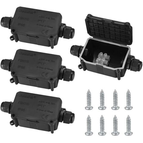 VURAHOME - 4 Pièces Boîte de Jonction étanche IP66, Boite de Derivation Etanche Exterieur, Connecteur de Câble 2 Voies Connexions PG9 pour Câble Ø3-8mm Ø6mm-10mm，