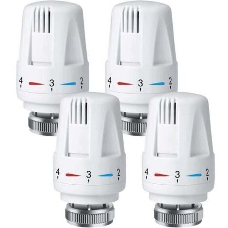 VURAHOME - 4 Pièces Tete Thermostatique Radiateur, XU, Tête de Vanne de Radiateur, Robinet Thermostatique Radiateur, M30 X 1,5 Tête de Thermostat -