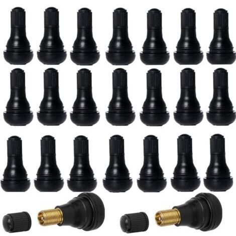 VURAHOME - 40 Pièces Voiture Pneu Tubeless Valve Bouchon,TR412 Valves de Pneu,Caoutchouc Pneu Pneu Tige de Valve Set,Noir..