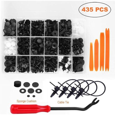 VURAHOME - 435 Rivet Clips Plastique, Rivets Plastiques Fixation de Protection Universel pour Auto Voitures/Panneaux de Portes avec Boîtier de Rangement et 5pcs Outil Démontage Installation en Plastiq