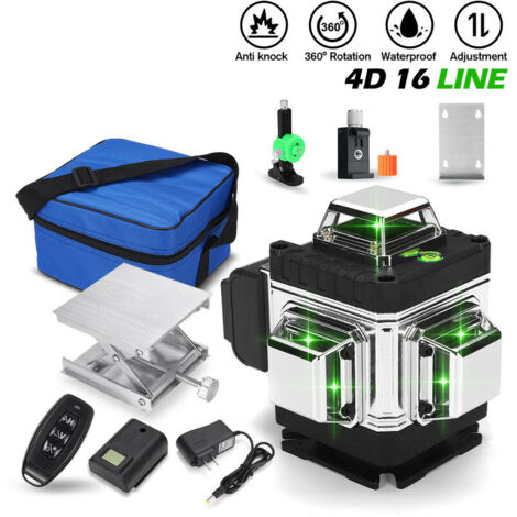 VURAHOME - 4D 360 ° 16 lignes Niveau Laser vert auto nivellement automatique outils de mesure croisée rotatifs