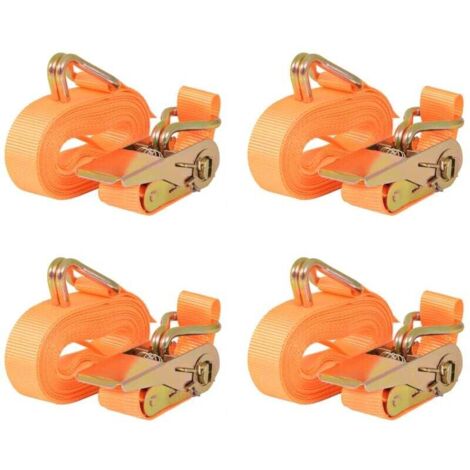 VURAHOME - 4pcs 0.4Ton 6m x 25mm Orange Orange Sangle d'arrimage à cliquet