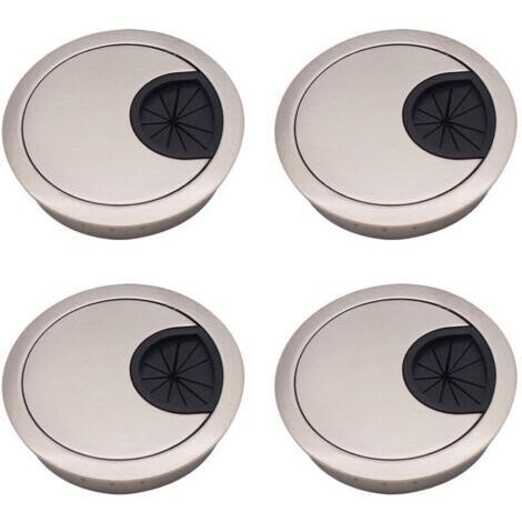 VURAHOME - 4pcs Passe Câble Couvercle, 60mm Alliage de Zinc Câbles Ronds Encastrables，Trou De Passe Câble Couvercle, Couvercle du Trou de Câble pour Bureaux Bureaux et Plans de Travail Argent brossé,d