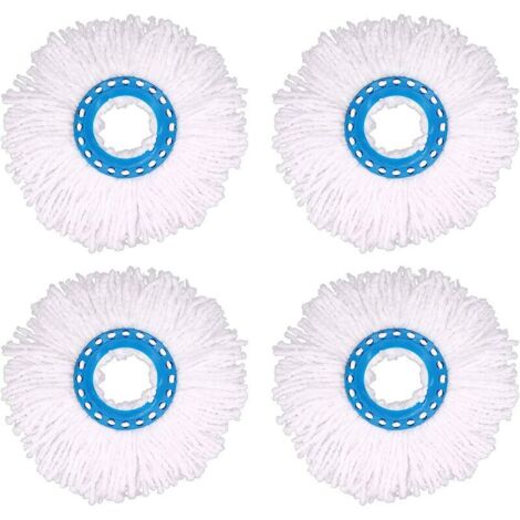 VURAHOME - 4Pcs Têtes Microfibre Balai, Tête de Vadrouille Rechange Rond Têtes Mop Rotation à 360 pour Nettoyage des Sols (Diamètre 16 cm)bleu