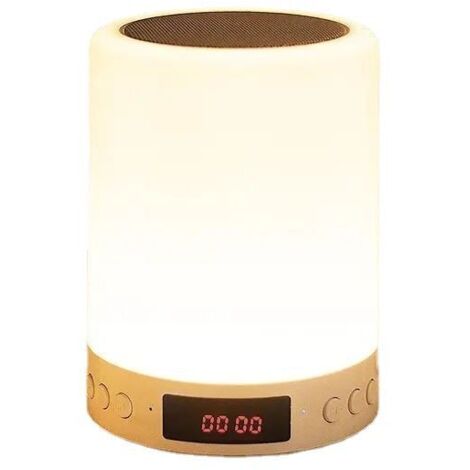 VURAHOME - 5 en 1 Portable [niveau d'énergie a + +] lampe de chevet à LED tactile rechargeable, Haut - parleur pour enfants Bluetooth Music USB RADIO couleur Alarme Numérique cadeau pour hommes et fem